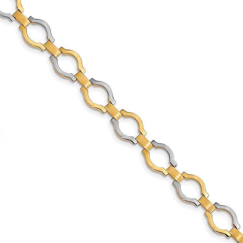 Leslie's 14K w-Rhodium Fancy Link Bracelet - Seattle Gold Grillz