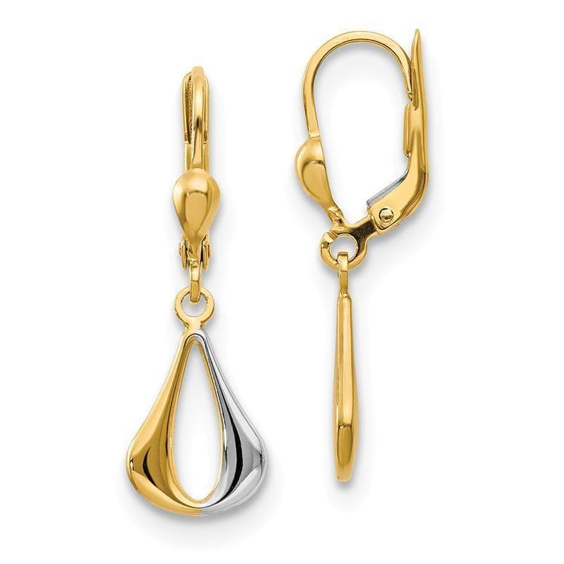 Leslie's 14K w- Rhodium Polished Fancy Dangle Leverback Earrings - Seattle Gold Grillz