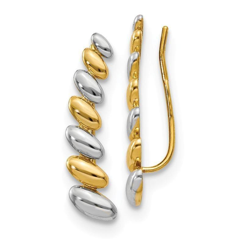 Leslie's 14K w-Rhodium Polished Fancy Ear Climber Earrings - Seattle Gold Grillz