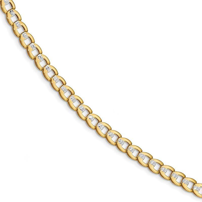 Leslie's 14K w-Rhodium Polished Fancy Link Bracelet - Seattle Gold Grillz