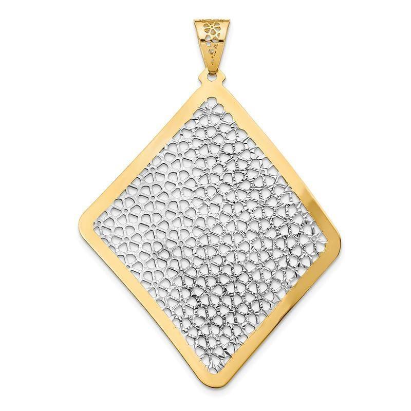 Leslie's 14K w-Rhodium Polished Floral Cut-out Pendant - Seattle Gold Grillz