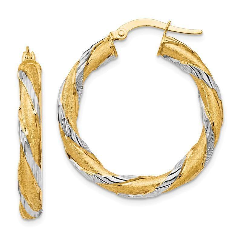 Leslie's 14k w-Rhodium Twisted Hoop Earrings - Seattle Gold Grillz