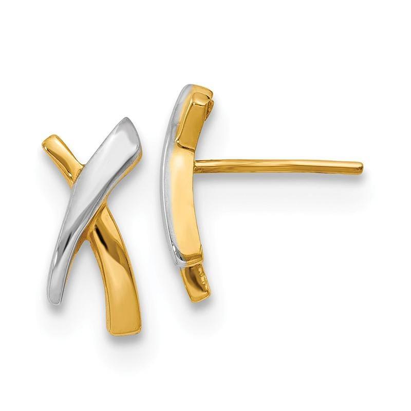 Leslie's 14K w-Rhodium X Post Earrings - Seattle Gold Grillz