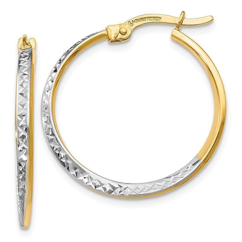 Leslie's 14k w-White Rhodium Diamond-cut Hinged Hoop Earrings - Seattle Gold Grillz