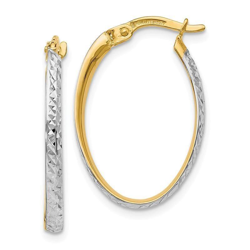 Leslie's 14k w-White Rhodium Diamond-cut Oval Hoop Earrings - Seattle Gold Grillz