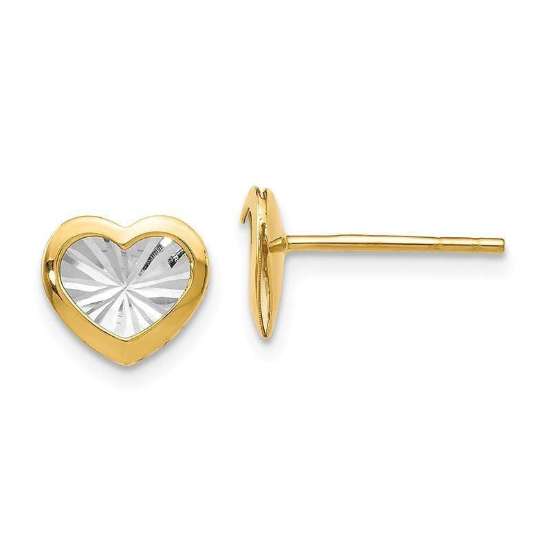 Leslie's 14k w-White Rhodium Polished & D-C Heart Post Earrings - Seattle Gold Grillz