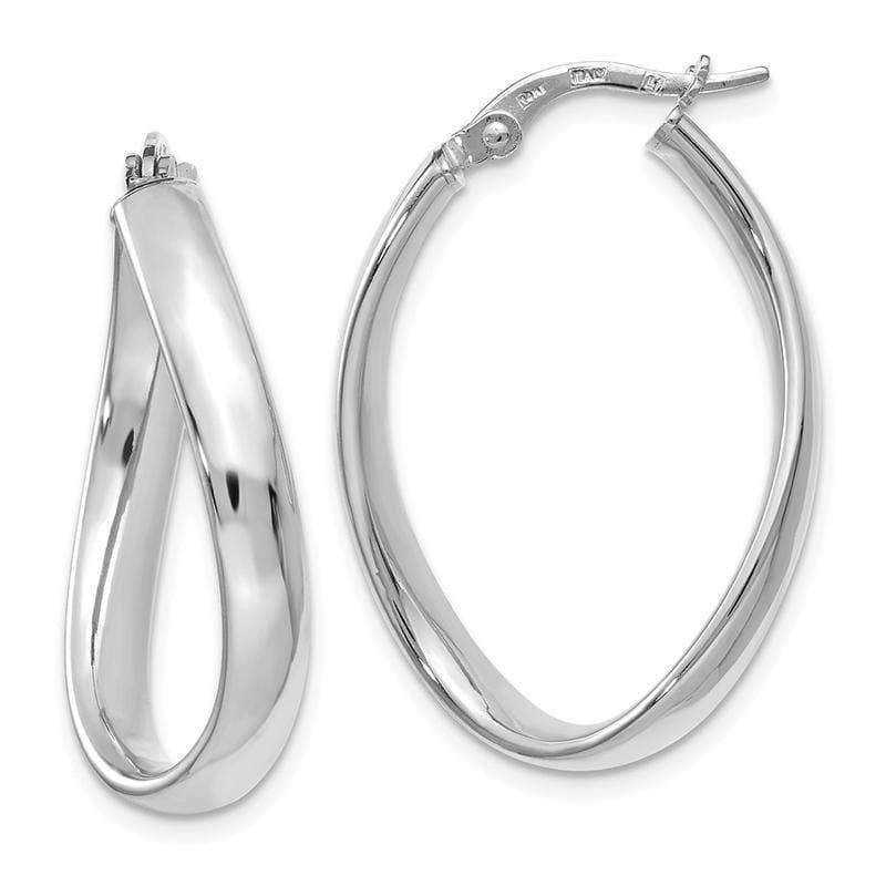 Leslie's 14k White Gold Oval Polished Hoop Earrings - Seattle Gold Grillz