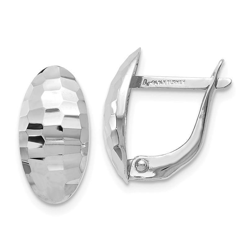 Leslie's 14k White Gold Polished & Hammered Hinged Post Earrings - Seattle Gold Grillz