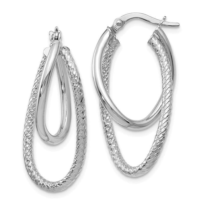 Leslie's 14k White Gold Polished and Textured Hinged Hoop Earrings - Seattle Gold Grillz