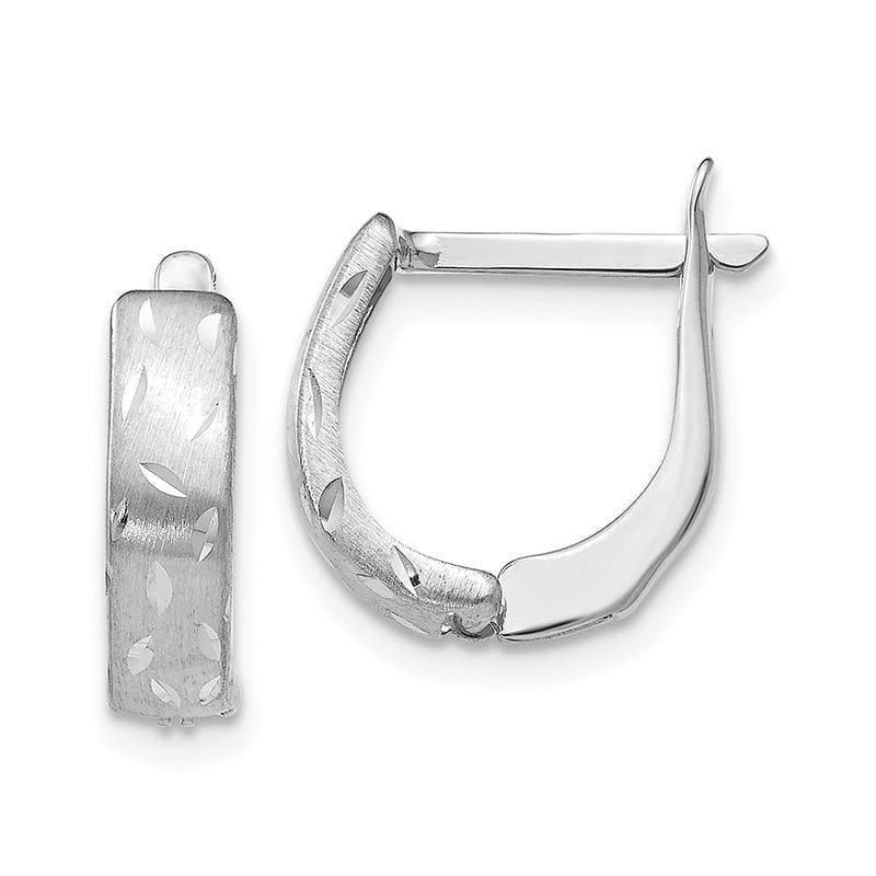 Leslie's 14k White Gold Polished Brushed D-C Hoop Earrings - Seattle Gold Grillz