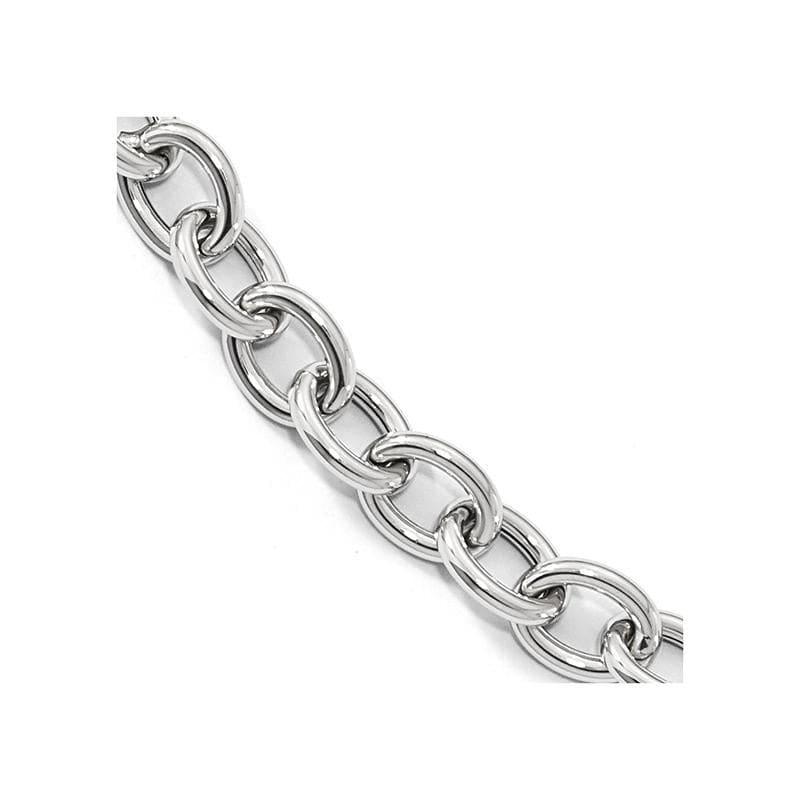 Leslie's 14k White Gold Polished Cable Oval Link Bracelet - Seattle Gold Grillz