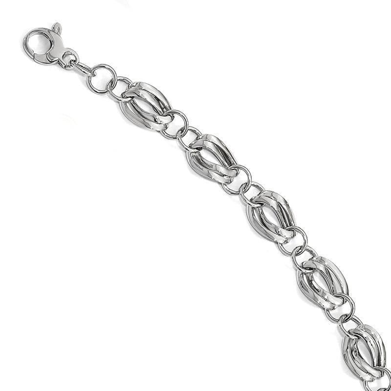 Leslie's 14k White Gold Polished Fancy Link Bracelet - Seattle Gold Grillz