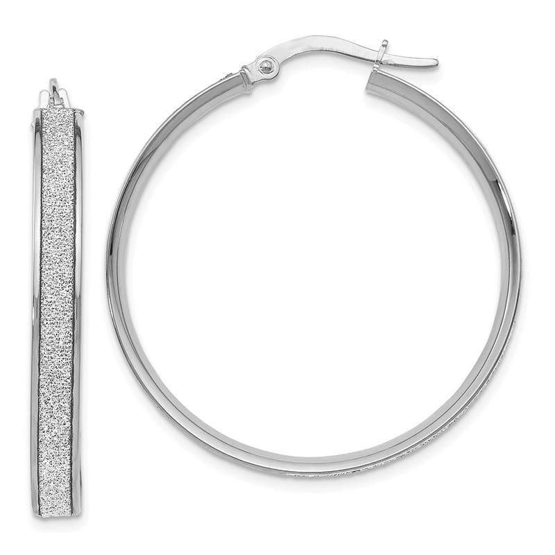 Leslie's 14k White Gold Polished Glimmer Infused Hoop Earrings - Seattle Gold Grillz