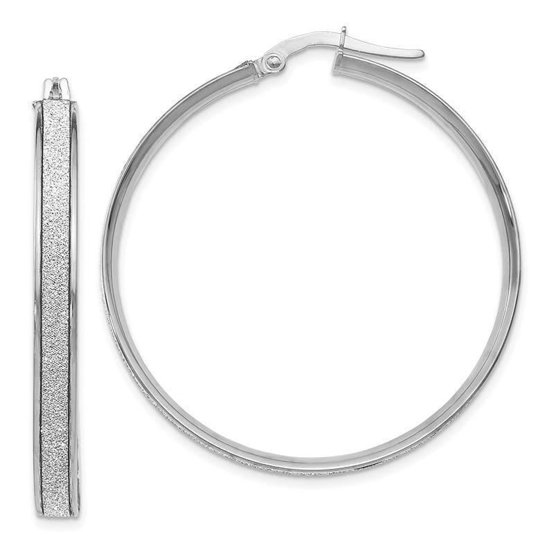 Leslie's 14k White Gold Polished Glimmer Infused Hoop Earrings - Seattle Gold Grillz