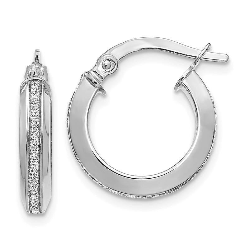 Leslie's 14k White Gold Polished Glimmer Infused Hoop Earrings - Seattle Gold Grillz