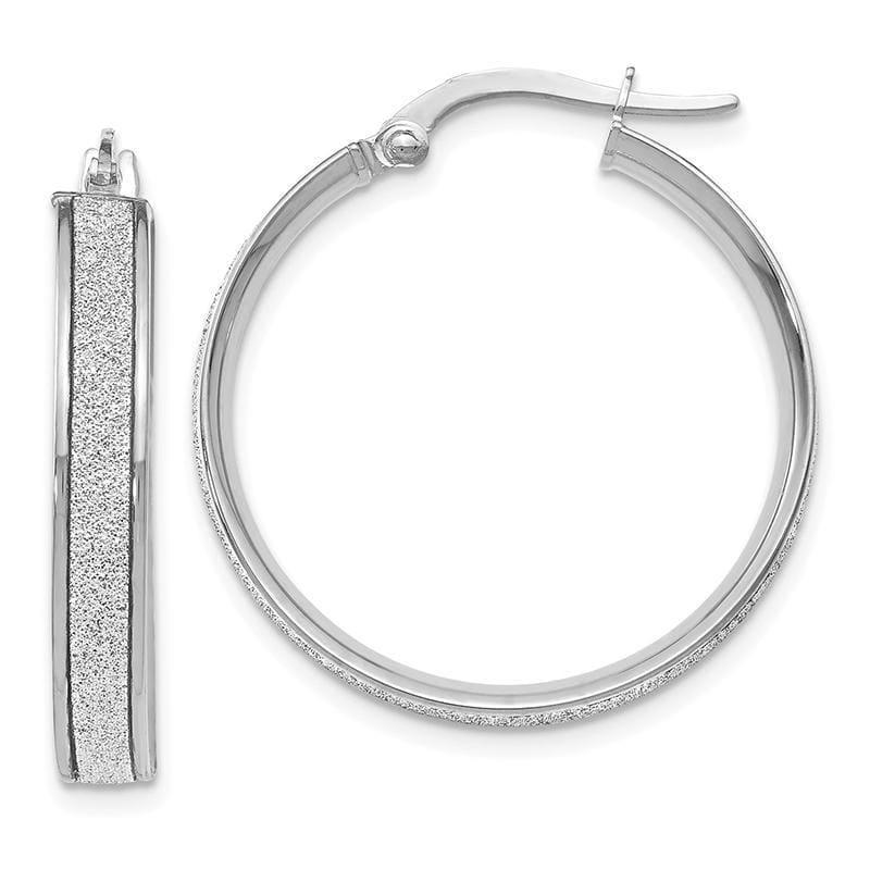 Leslie's 14k White Gold Polished Glimmer Infused Hoop Earrings - Seattle Gold Grillz