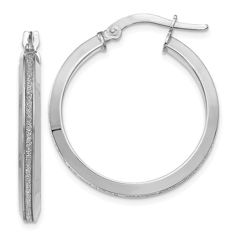 Leslie's 14k White Gold Polished Glimmer Infused Hoop Earrings - Seattle Gold Grillz