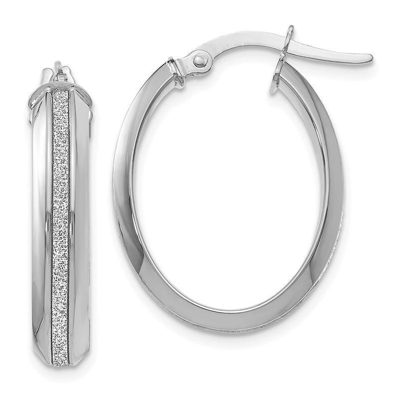 Leslie's 14k White Gold Polished Glimmer Infused Oval Hoop Earrings - Seattle Gold Grillz