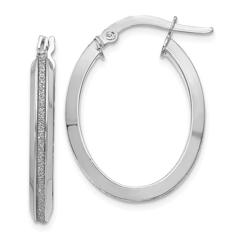 Leslie's 14k White Gold Polished Glimmer Infused Oval Hoop Earrings - Seattle Gold Grillz