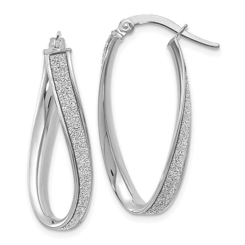 Leslie's 14k White Gold Polished Glimmer Infused Oval Hoop Earrings - Seattle Gold Grillz