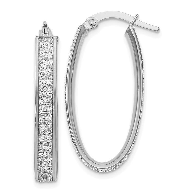 Leslie's 14k White Gold Polished Glimmer Infused Oval Hoop Earrings - Seattle Gold Grillz