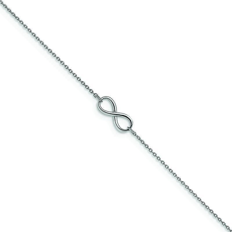 Leslie's 14k White Gold Polished Infinity with 1in ext. Anklet - Seattle Gold Grillz