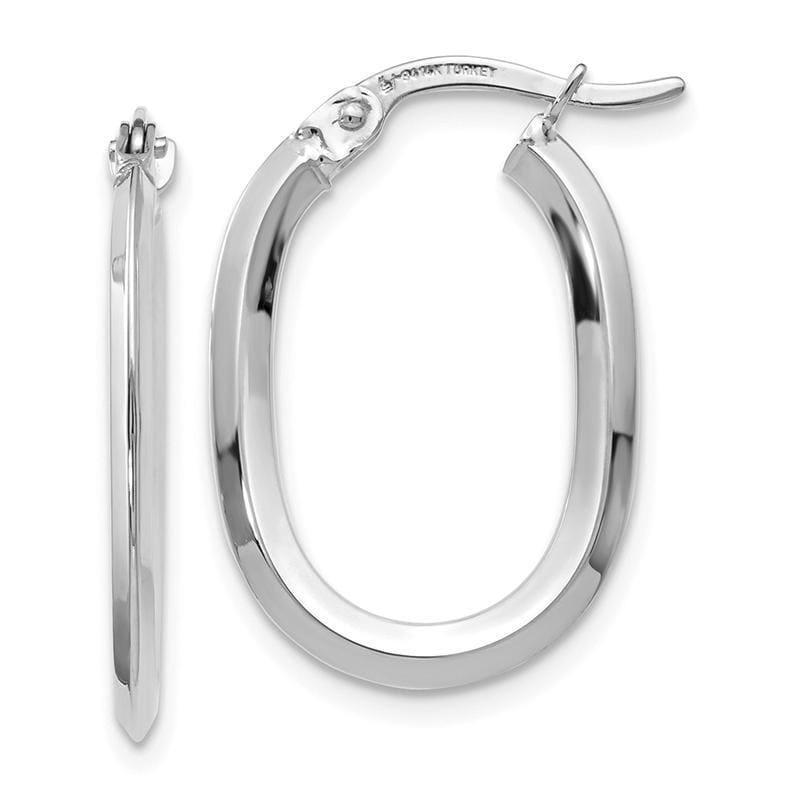 Leslie's 14k White Gold Polished Oval Hinged Hoop Earrings - Seattle Gold Grillz