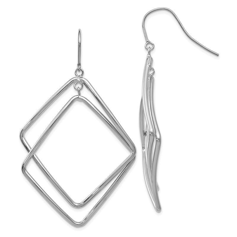 Leslie's 14k White Gold Polished Square Dangle Earrings - Seattle Gold Grillz