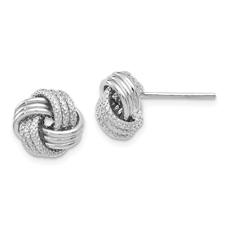 Leslie's 14k White Gold Polished Textured Love Knot Earrings - Seattle Gold Grillz