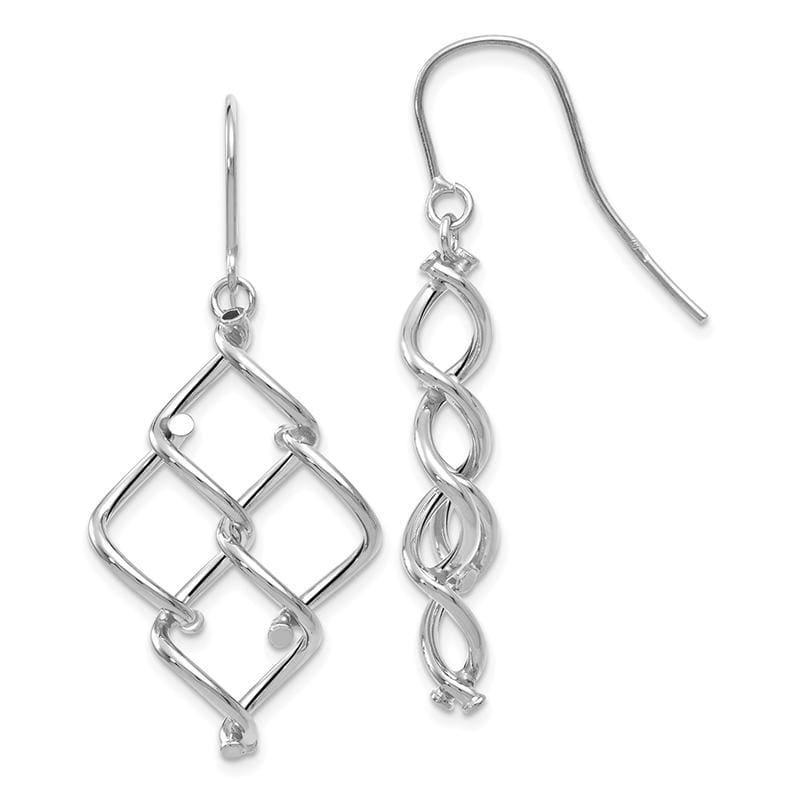 Leslie's 14K White Gold Polished Twisted Dangle Earrings - Seattle Gold Grillz