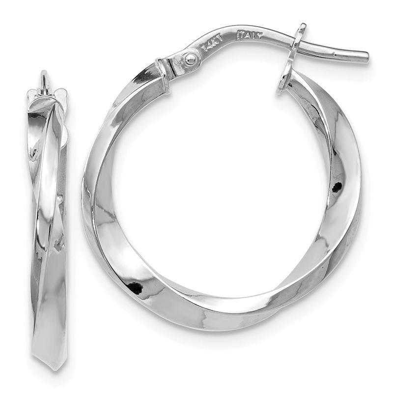 Leslie's 14k White Gold Polished Twisted Hoop Earrings - Seattle Gold Grillz