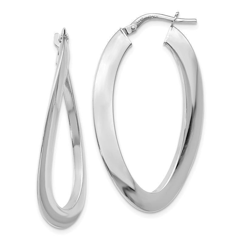 Leslie's 14k White Gold Polished Twisted Oval Hoop Earrings - Seattle Gold Grillz