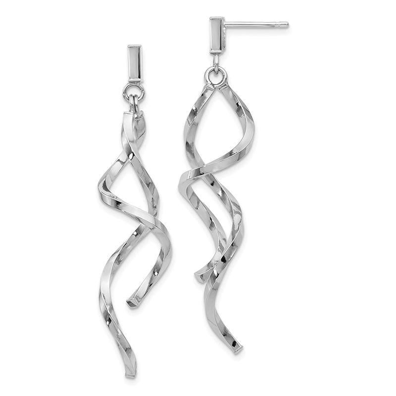 Leslie's 14k White Gold Polished Twisted Post Dangle Earrings - Seattle Gold Grillz