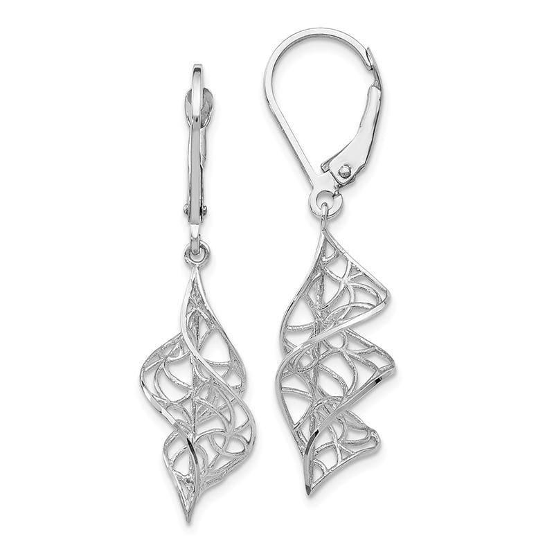 Leslie's 14k White Gold Textured Dangle Leverback Earrings - Seattle Gold Grillz