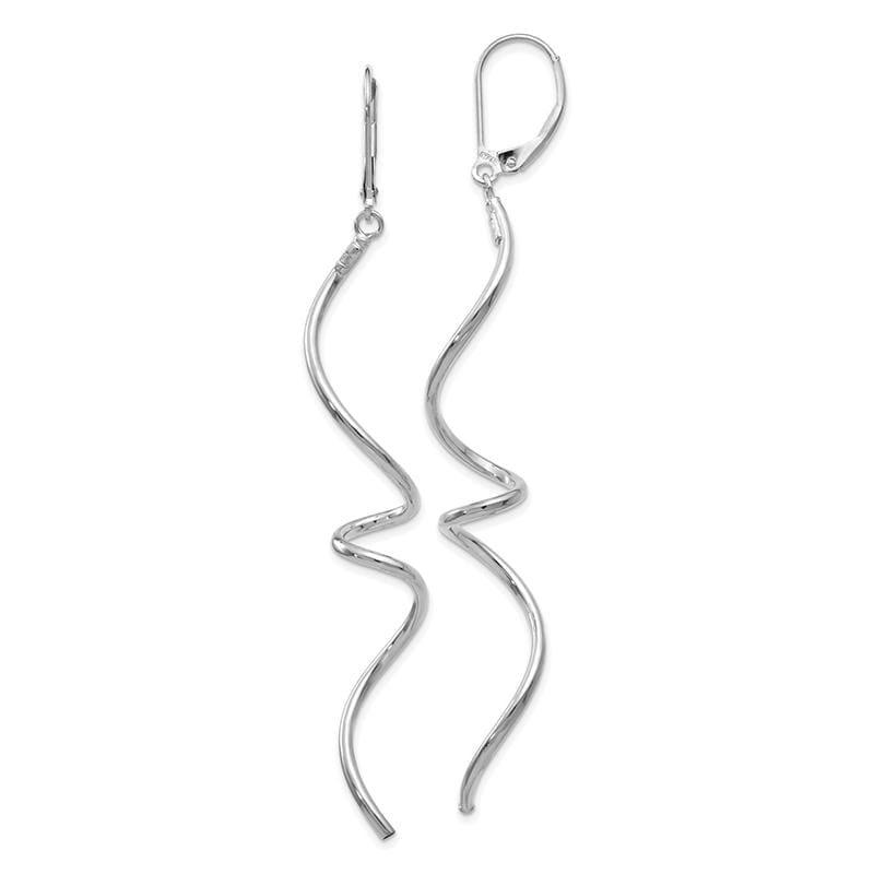 Leslie's 14k White Gold Twisted Dangle Leverback Earrings - Seattle Gold Grillz