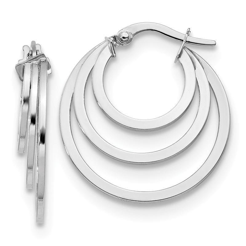Leslie's 14K White Polished 3 Ring Hoop Earrings - Seattle Gold Grillz