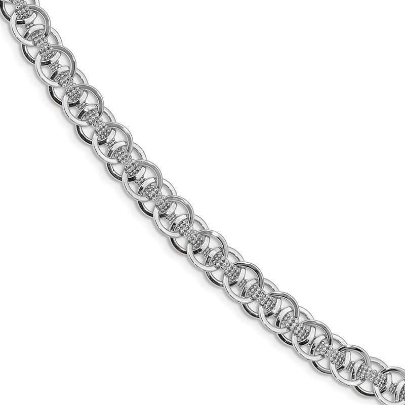 Leslie's 14K White Polished & Textured Fancy Link Bracelet - Seattle Gold Grillz