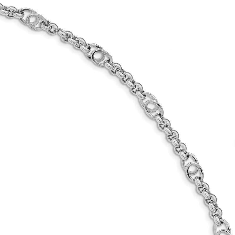 Leslie's 14K White Polished Fancy Link Bracelet - Seattle Gold Grillz