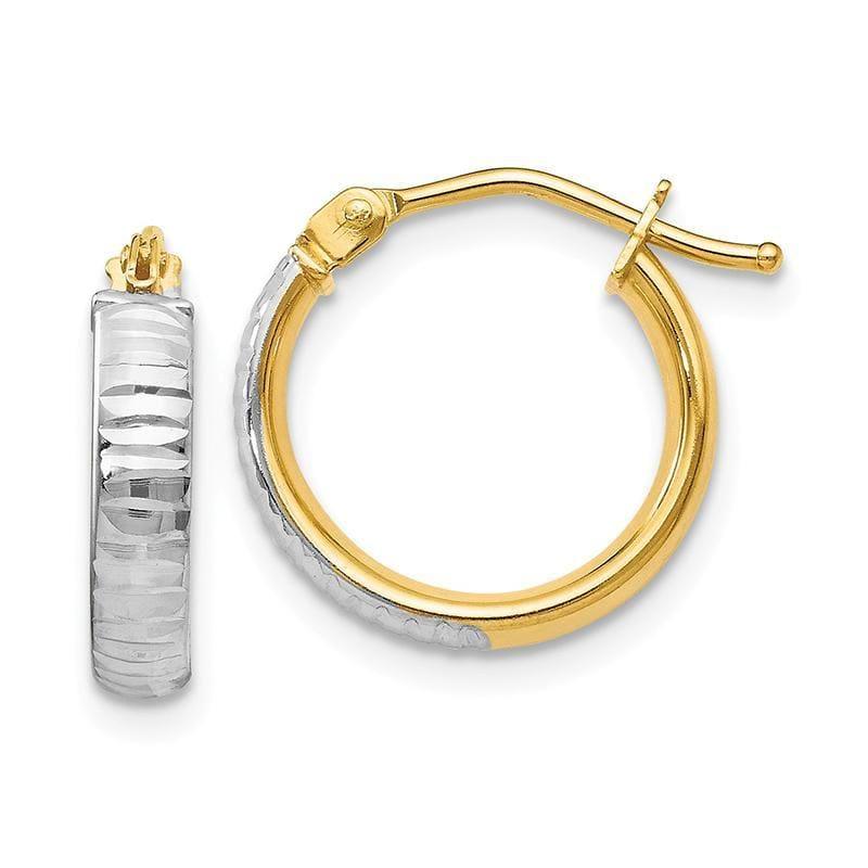 Leslie's 14k White Rhodium Polished & Diamond-cut Hoop Earrings - Seattle Gold Grillz