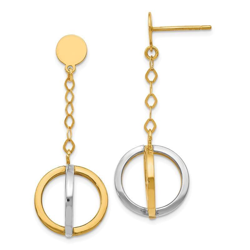 Leslie's 14k with Rhodium Polished Circle Dangle Earrings - Seattle Gold Grillz