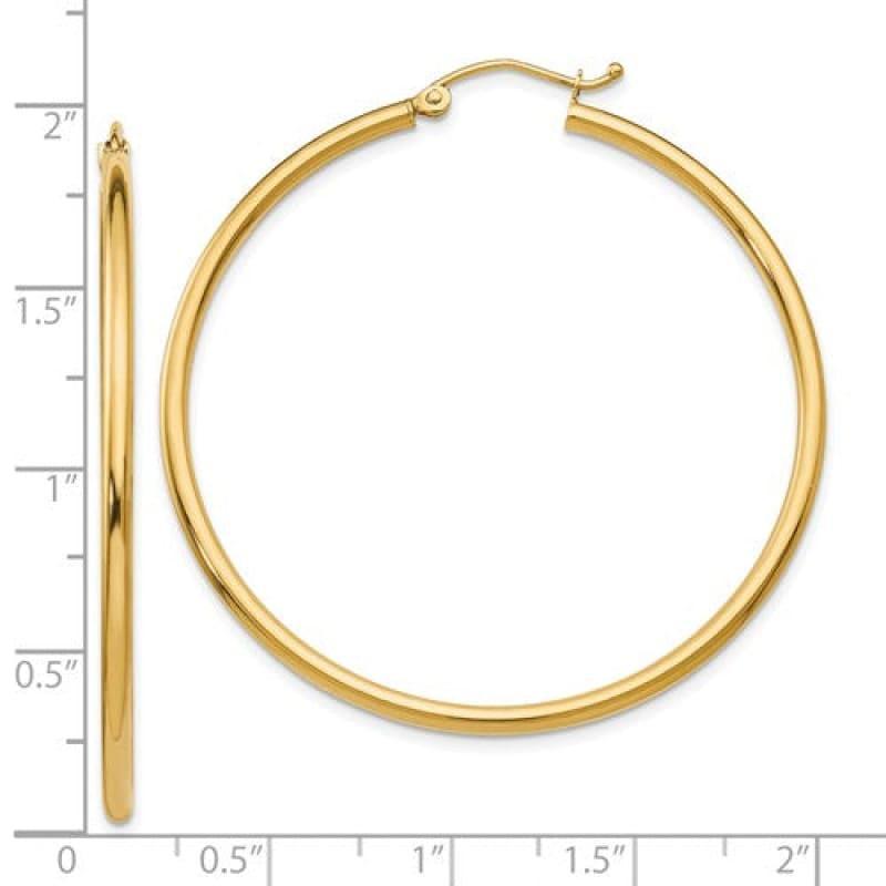 Leslies 14K 2mm Polished Hinged Hoop Earrings - Seattle Gold Grillz