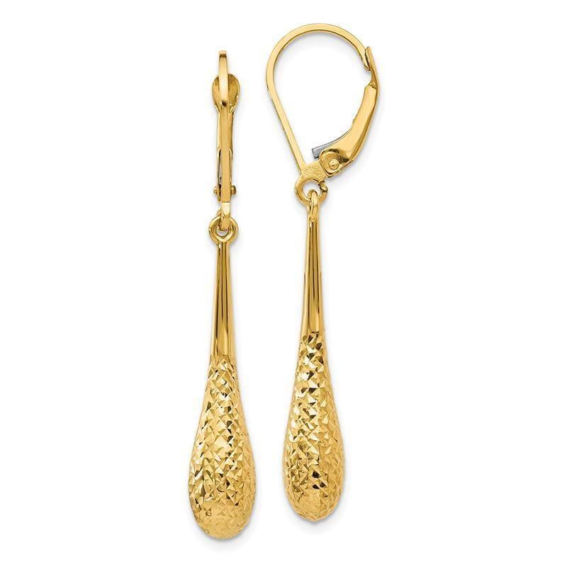 Leslies 14k Diamond-cut Dangle Leverback Earrings - Seattle Gold Grillz