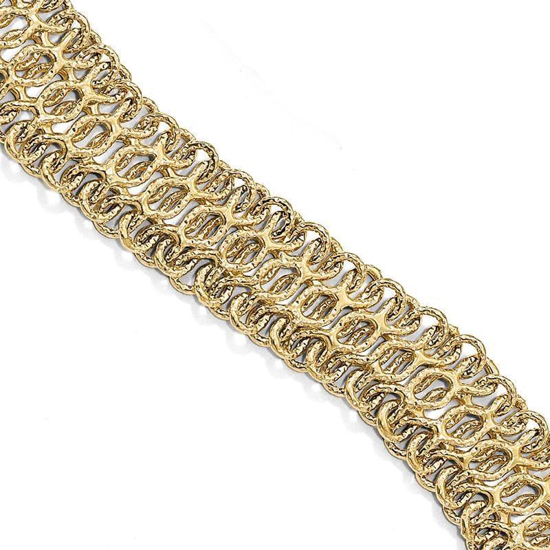 Leslies 14k Gold Polished and Textured Bracelet - Seattle Gold Grillz
