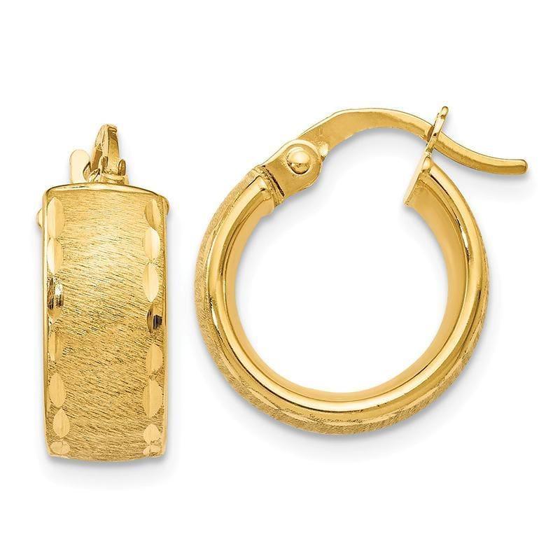 Leslies 14k Gold Polished D-C Brushed Small Hoop Earrings - Seattle Gold Grillz