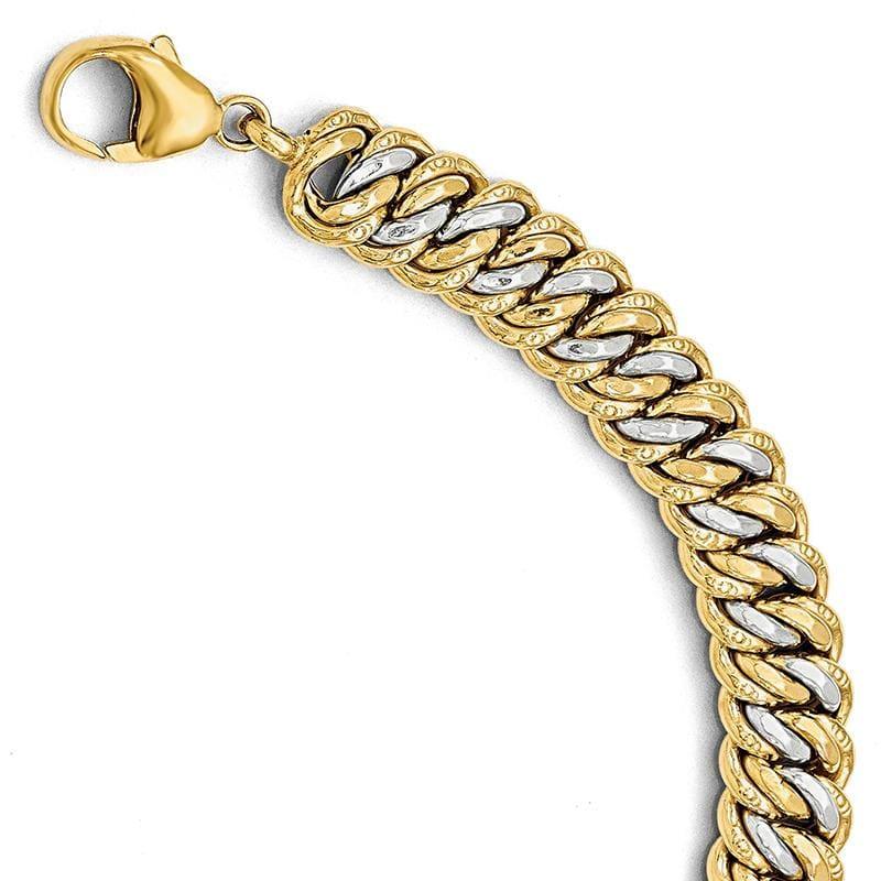 Leslies 14k Gold Rhodium-plated Fancy Link Bracelet - Seattle Gold Grillz