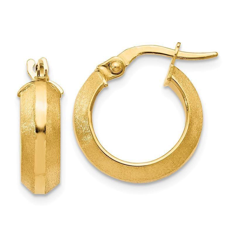 Leslies 14k Polished and Brushed Hinged Hoop Earrings - Seattle Gold Grillz
