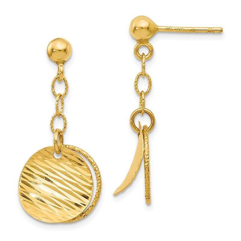Leslies 14k Polished and Diamond-cut Post Dangle Earrings - Seattle Gold Grillz