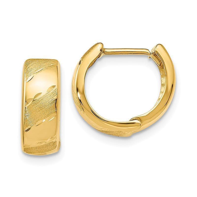 Leslies 14k Polished and Satin Hinged Hoop Earrings - Seattle Gold Grillz