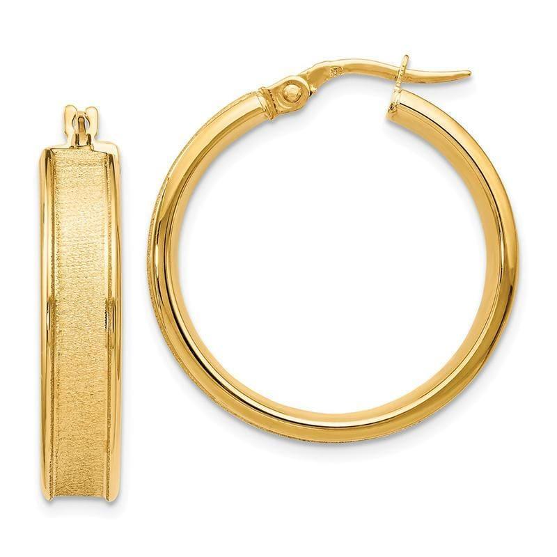 Leslies 14k Polished and Satin Hinged Hoop Earrings - Seattle Gold Grillz