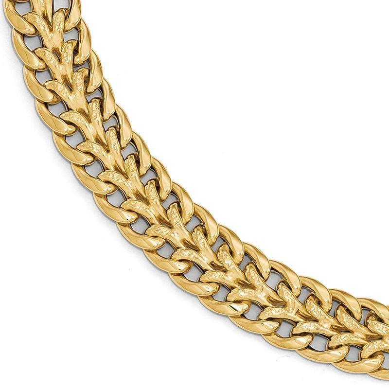 Leslies 14k Polished and Textured Fancy Link Bracelet - Seattle Gold Grillz